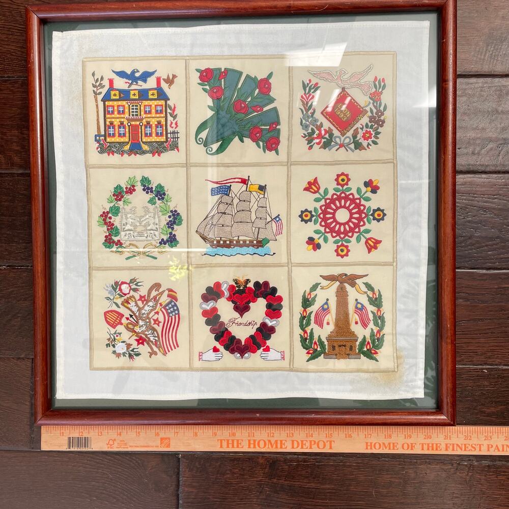 Lion Brothers Company Maryland Quilt Sample Vtg Framed Wall Art Limited Ed. READ
